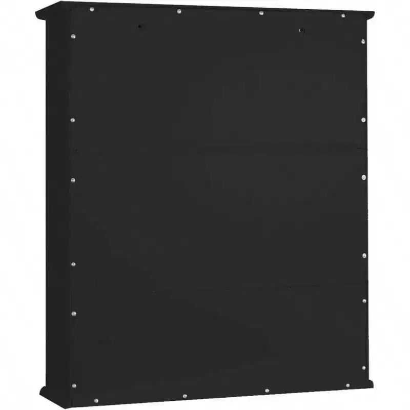 Meuble de rangement mural de salle de bain noir au-dessus des toilettes avec 2 portes et étagères réglables en bois moderne