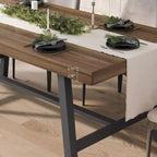 Table à manger industrielle 70,87" pour 6 à 8 personnes – Plateau en bois, cadre métallique robuste, marron rustique