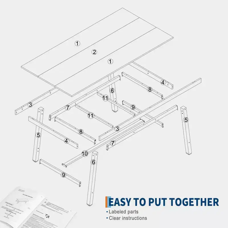 Table à manger industrielle 70,87" pour 6 à 8 personnes – Plateau en bois, cadre métallique robuste, marron rustique