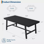 Table à manger industrielle 70,87" pour 6 à 8 personnes – Plateau en bois, cadre métallique robuste, marron rustique