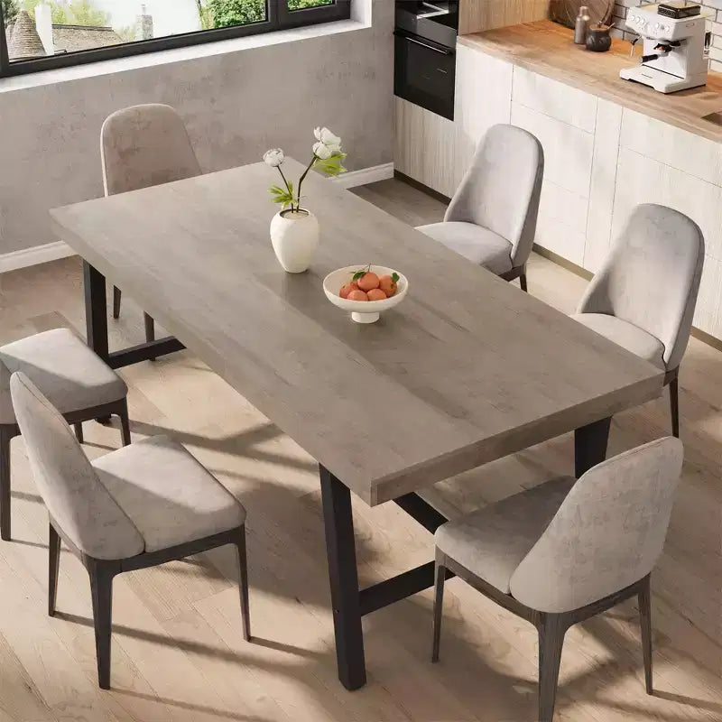 Table à manger industrielle 70,87" pour 6 à 8 personnes – Plateau en bois, cadre métallique robuste, marron rustique