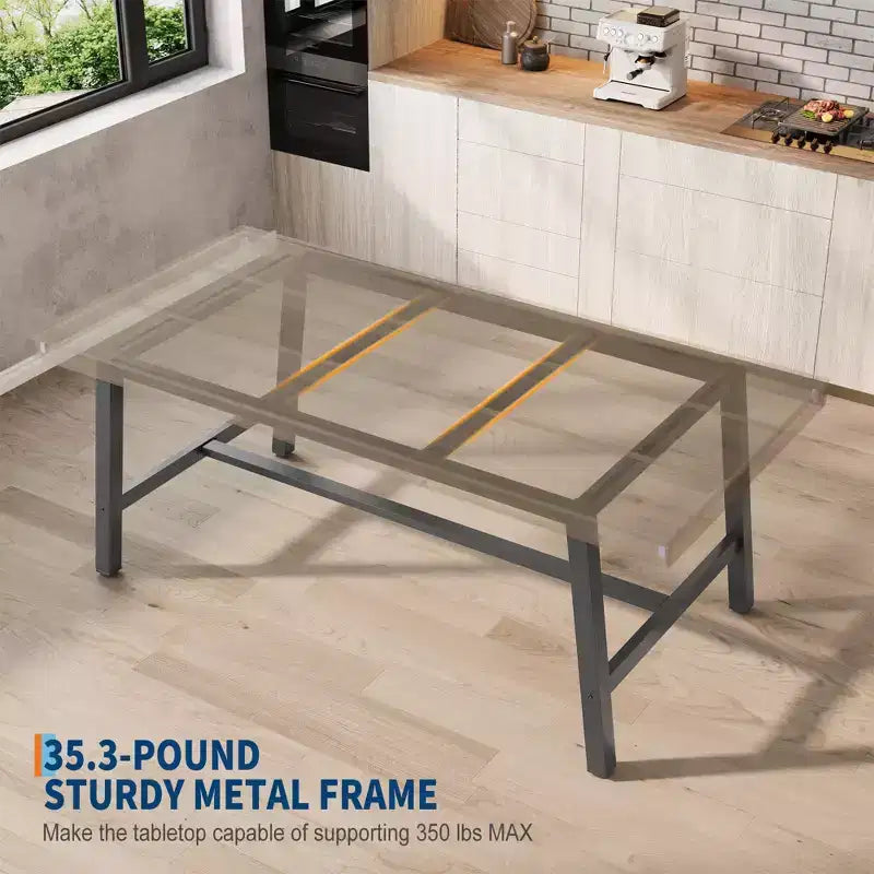Table à manger industrielle 70,87" pour 6 à 8 personnes – Plateau en bois, cadre métallique robuste, marron rustique