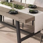 Table à manger industrielle 70,87" pour 6 à 8 personnes – Plateau en bois, cadre métallique robuste, marron rustique