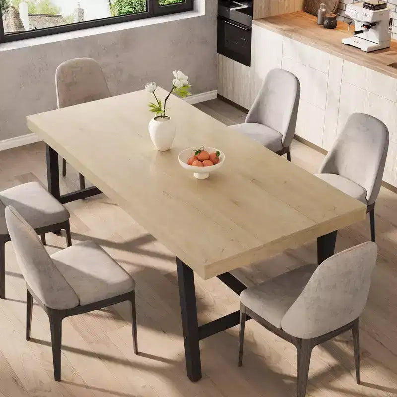 Table à manger industrielle 70,87" pour 6 à 8 personnes – Plateau en bois, cadre métallique robuste, marron rustique
