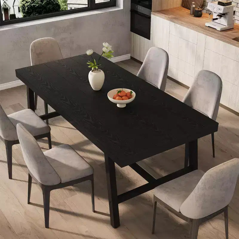 Table à manger industrielle 70,87" pour 6 à 8 personnes – Plateau en bois, cadre métallique robuste, marron rustique