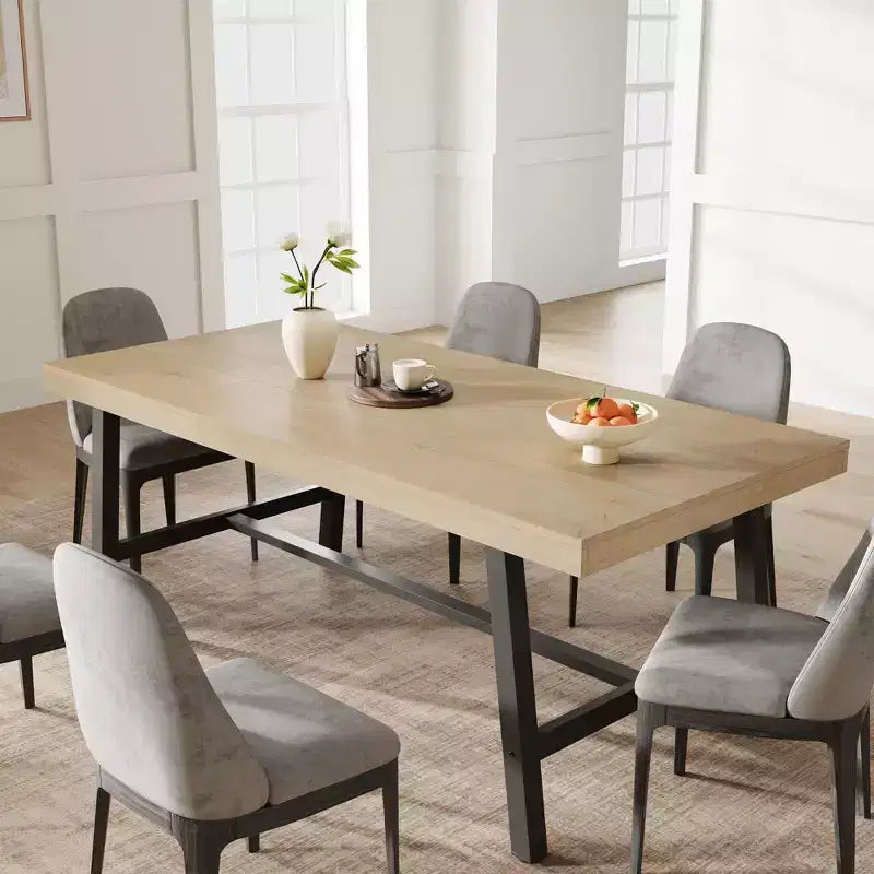 Table à manger industrielle 70,87" pour 6 à 8 personnes – Plateau en bois, cadre métallique robuste, marron rustique