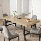 Table à manger industrielle 70,87" pour 6 à 8 personnes – Plateau en bois, cadre métallique robuste, marron rustique