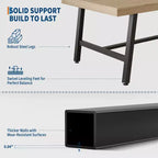 Table à manger industrielle 70,87" pour 6 à 8 personnes – Plateau en bois, cadre métallique robuste, marron rustique