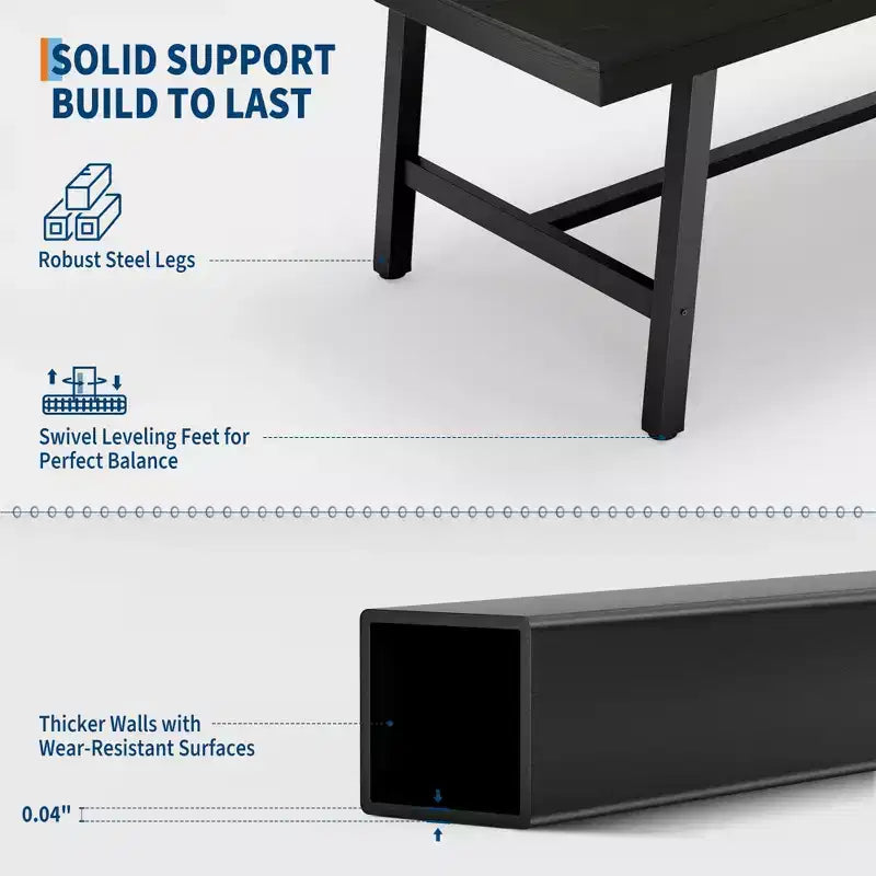 Table à manger industrielle 70,87" pour 6 à 8 personnes – Plateau en bois, cadre métallique robuste, marron rustique