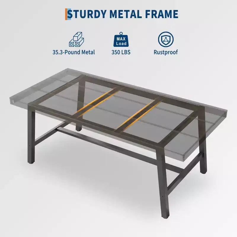 Table à manger industrielle 70,87" pour 6 à 8 personnes – Plateau en bois, cadre métallique robuste, marron rustique