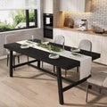 Industrial Dining Table for 6-8 People, 70.87 in Long Wooden Kitchen Table with Sturdy Metal Frame & Rustic Brown Finish (Black, 70.87 in Long)