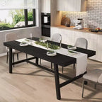 Industrial Dining Table for 6-8 People, 70.87 in Long Wooden Kitchen Table with Sturdy Metal Frame & Rustic Brown Finish (Black, 70.87 in Long)