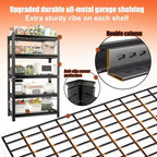 Étagère métallique robuste à 5 niveaux – Capacité de 907 kg, Hauteur réglable