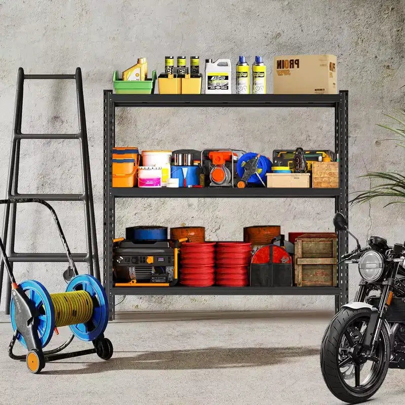 Étagère en acier robuste à 3 niveaux de 160 cm – Support réglable de 3 855 kg