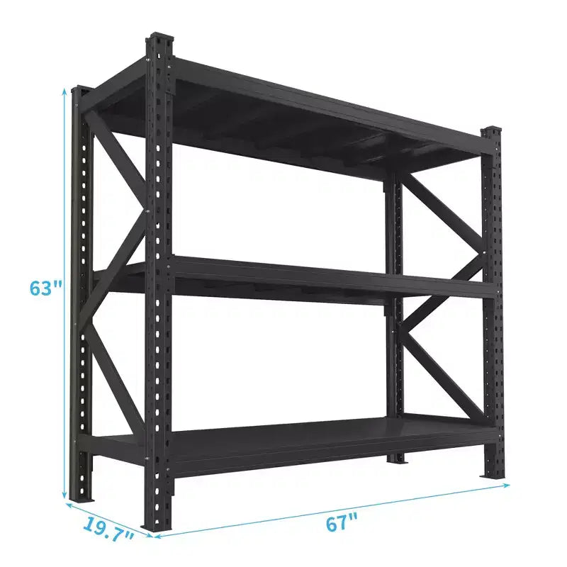 Étagère en acier robuste à 3 niveaux de 160 cm – Support réglable de 3 855 kg