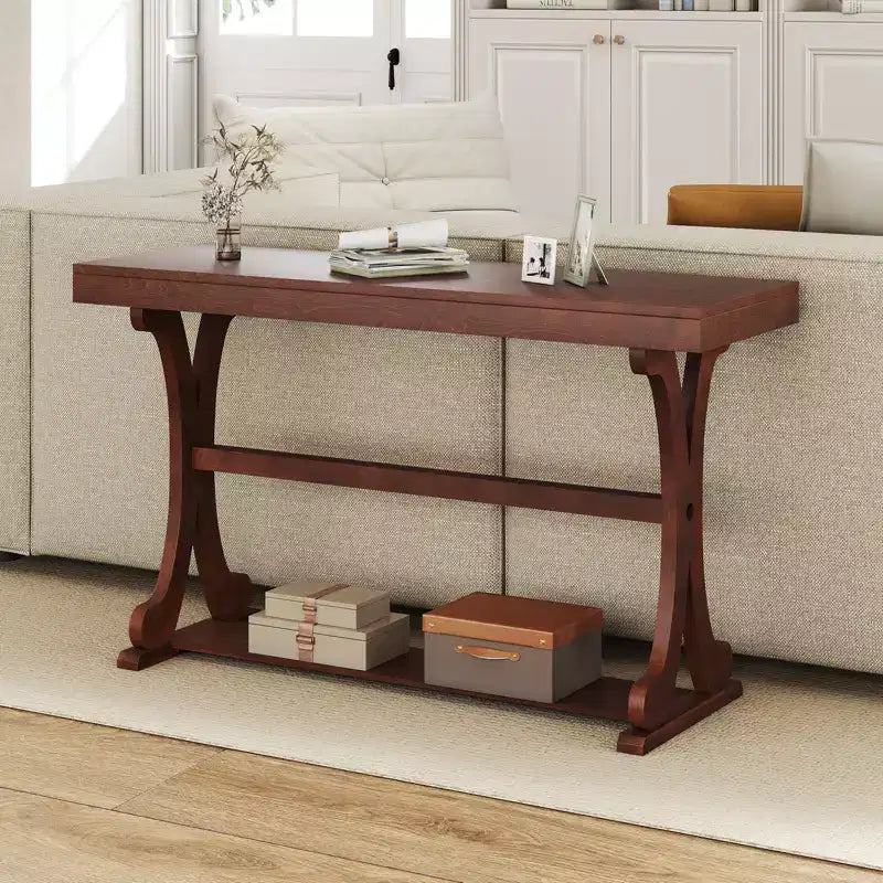 Console étroite – Table d'appoint vintage avec étagère de rangement ouverte