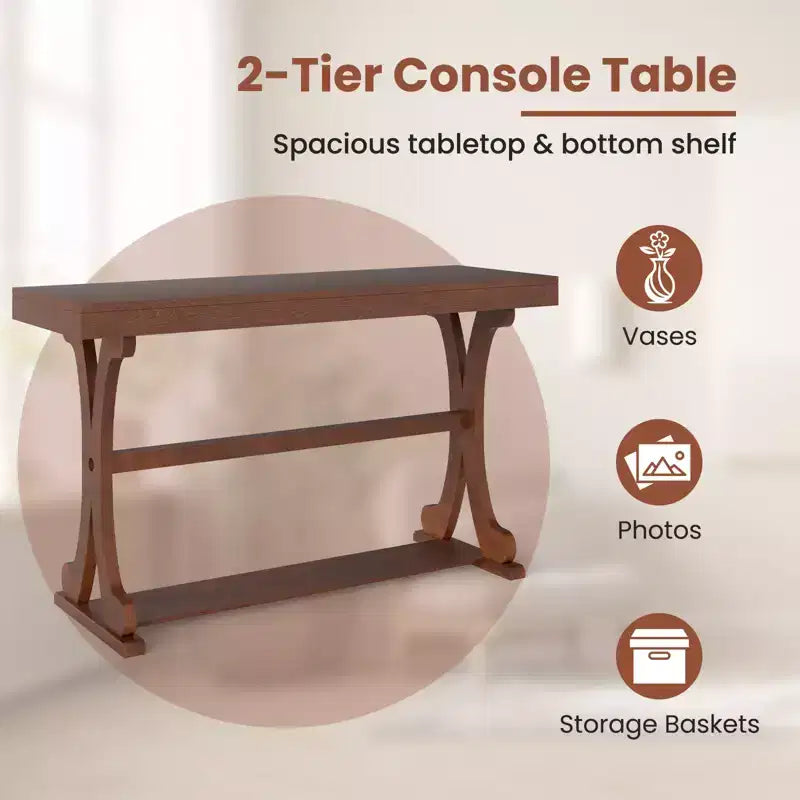 Console étroite – Table d'appoint vintage avec étagère de rangement ouverte