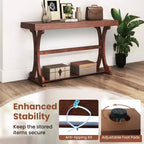 Console étroite – Table d'appoint vintage avec étagère de rangement ouverte