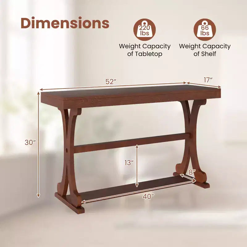 Console étroite – Table d'appoint vintage avec étagère de rangement ouverte