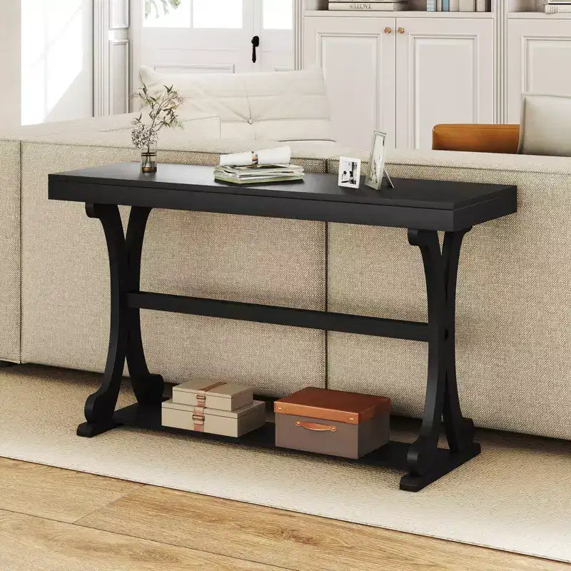 Console étroite – Table d'appoint vintage avec étagère de rangement ouverte