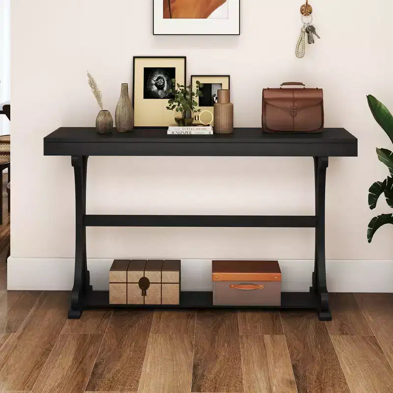 Console étroite – Table d'appoint vintage avec étagère de rangement ouverte