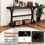 Console étroite – Table d'appoint vintage avec étagère de rangement ouverte