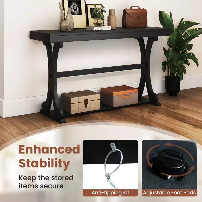 Console étroite – Table d'appoint vintage avec étagère de rangement ouverte
