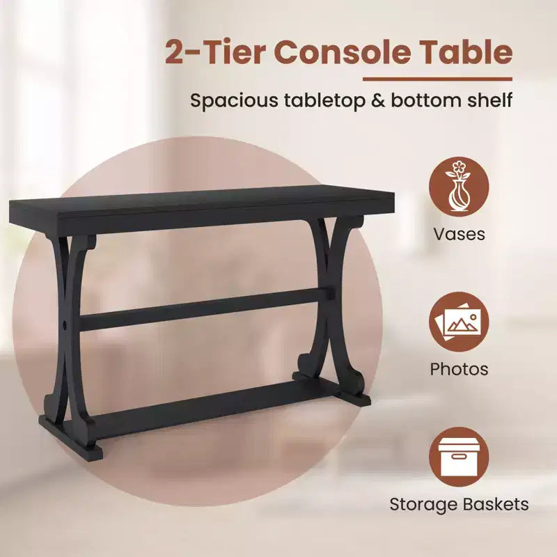 Console étroite – Table d'appoint vintage avec étagère de rangement ouverte