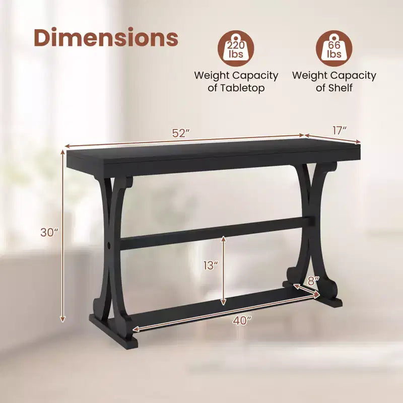 Console étroite – Table d'appoint vintage avec étagère de rangement ouverte