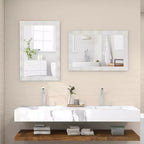 Miroir mural de ferme 42" × 28" – Cadre en bois d'hévéa massif, style rustique