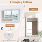 Miroir mural de ferme 42" × 28" – Cadre en bois d'hévéa massif, style rustique