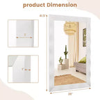 Miroir mural de ferme 42" × 28" – Cadre en bois d'hévéa massif, style rustique