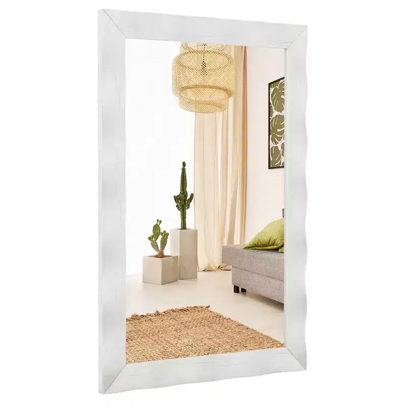 Miroir mural de ferme 42" × 28" – Cadre en bois d'hévéa massif, style rustique