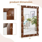 Miroir mural de ferme 42" × 28" – Cadre en bois d'hévéa massif, style rustique