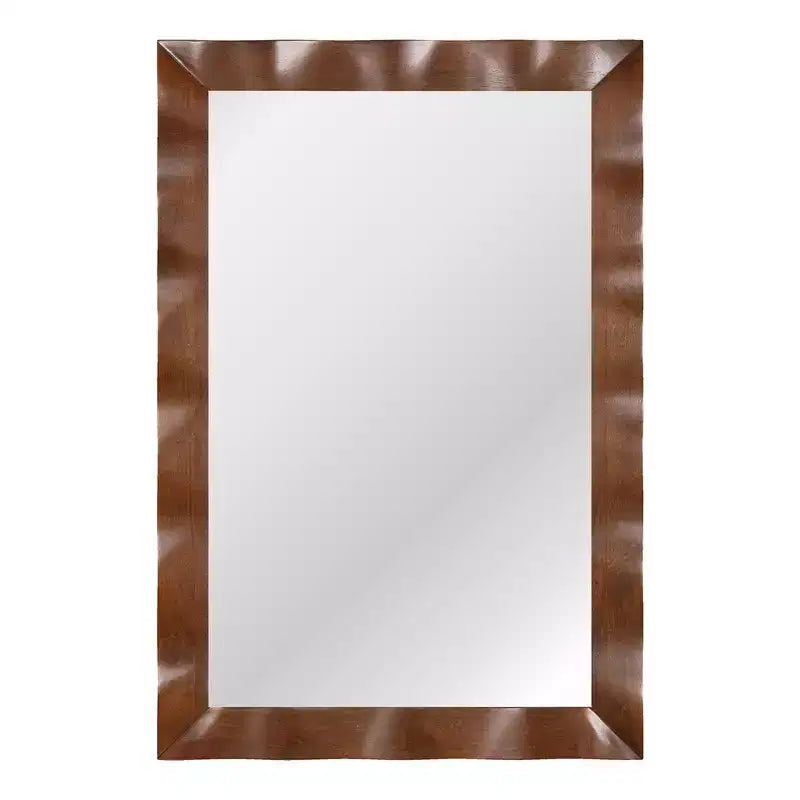 Costway 42 x 28 Farmhouse Wall Mirror w/Solid Wood Frame Rubber Wood Rustic Style