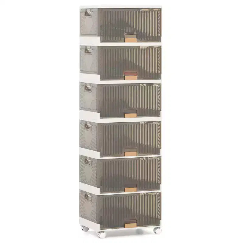 Costway 6-Cube Stackable Storage Bins Foldable Shoes Boxes w/ Detachable Wheels