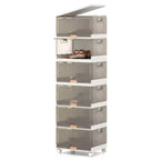 Boîtes de rangement empilables 6 cubes – Boîtes à chaussures pliables avec roulettes détachables