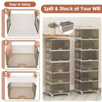 Boîtes de rangement empilables 6 cubes – Boîtes à chaussures pliables avec roulettes détachables