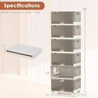 Boîtes de rangement empilables 6 cubes – Boîtes à chaussures pliables avec roulettes détachables