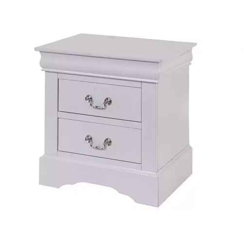 Royal Hampton 24 Inch Modern Classic Nightstand, 2 Drawers, Drop Handles, Wood, White