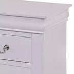 Table de chevet moderne classique de 60 cm – 2 tiroirs, poignées tombantes, bois massif, blanc