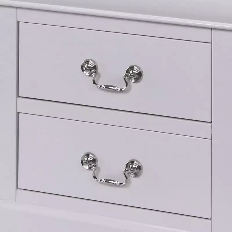 Table de chevet moderne classique de 60 cm – 2 tiroirs, poignées tombantes, bois massif, blanc