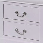 Table de chevet moderne classique de 60 cm – 2 tiroirs, poignées tombantes, bois massif, blanc