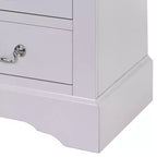 Table de chevet moderne classique de 60 cm – 2 tiroirs, poignées tombantes, bois massif, blanc