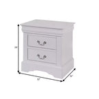 Table de chevet moderne classique de 60 cm – 2 tiroirs, poignées tombantes, bois massif, blanc
