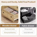 Commode à 3 tiroirs en rotin naturel - Meuble de rangement autoportant avec dispositif anti-basculement, tiroirs extra-profonds pour chambre à coucher, chambre d'enfant, salon, bureau