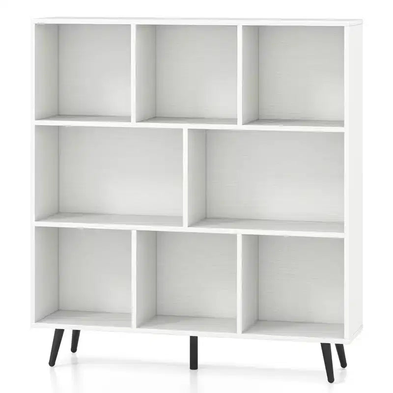 Étagère à 8 cubes – Organisateur de rangement moderne à 3 niveaux avec 5 pieds en métal