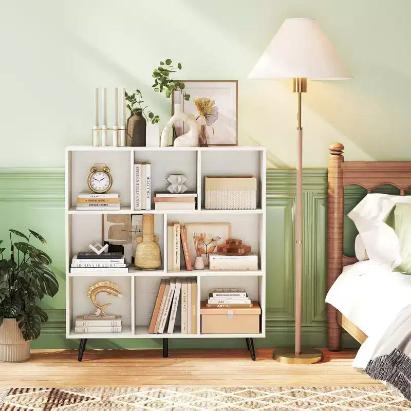 Étagère à 8 cubes – Organisateur de rangement moderne à 3 niveaux avec 5 pieds en métal