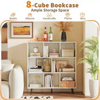 Étagère à 8 cubes – Organisateur de rangement moderne à 3 niveaux avec 5 pieds en métal