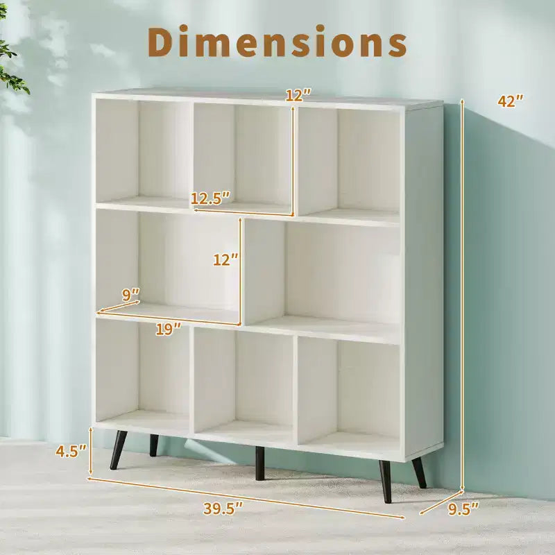 Étagère à 8 cubes – Organisateur de rangement moderne à 3 niveaux avec 5 pieds en métal